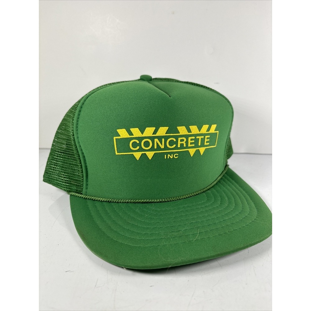 Nissin Concrete Construction Trucker Snapback Mesh Hat Workwear Cap Green Yellow